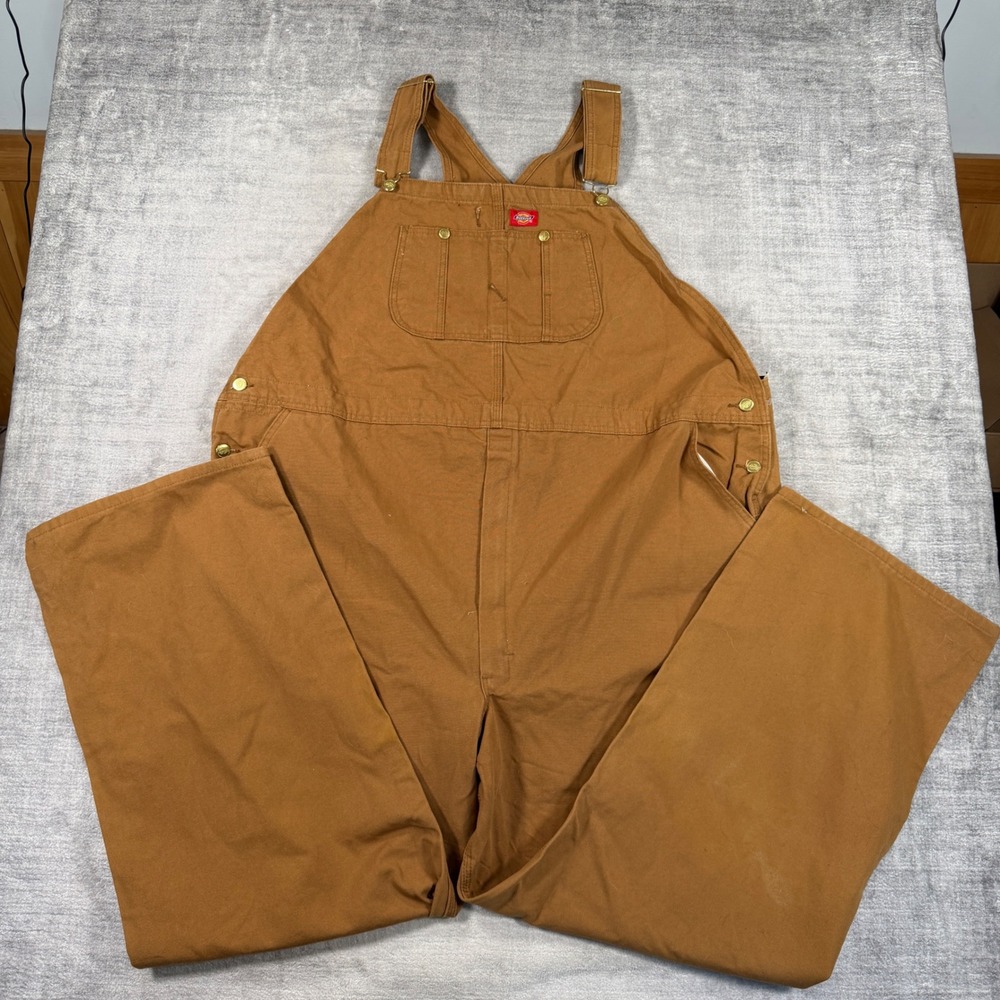 Dickies Overalls Mens 50x32 Brown Duck Canvas Bib Workwear DB100RBD NWT